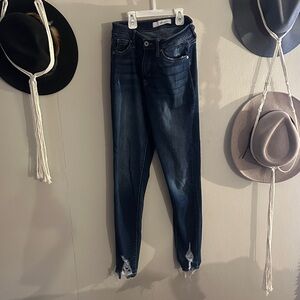 KanCan Midnight Blue Distressed Ankle Jeans